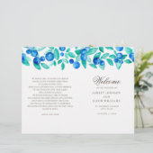 Bruidprogramma met blauwe bessen. Waterverf blauw (Staand voorkant)