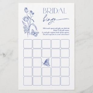 Bruids Bingo Iets Blauw Bloemen Douche Spel