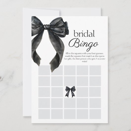 Bruids Bingo Zwarte boog Vrijgezellenfeest spel ka Kaart (Voorkant)