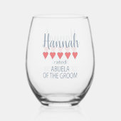 Bruids & Bruiloft 5 Hart Abuela van bruidegom Wijnglas Zonder Voet (Achterkant)