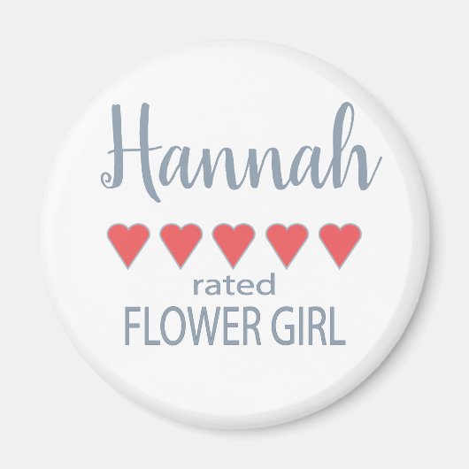 Bruids & Bruiloft 5 Hart Bloemenmeisje Magneet (Voorkant)