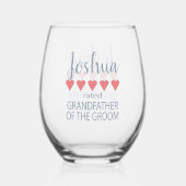 Bruids & Bruiloft 5 Hart Grootvader o bruidegom Wijnglas Zonder Voet (Achterkant)