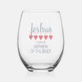 Bruids & Bruiloft 5 Hart Neef van Bruid Wijnglas Zonder Voet (Achterkant)