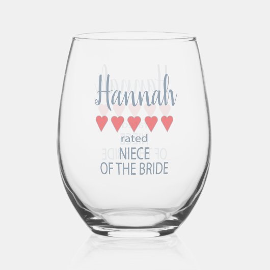 Bruids & Bruiloft 5 Hart Nicht van Bruid Wijnglas Zonder Voet (Voorkant)