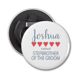 Bruids & Bruiloft 5 Hart Stepbroer o bruidegom Button Flesopener