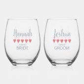 Bruids & Bruiloft 5 Hartbruid & bruidegom Wijnglas Zonder Voet (Achterkant)