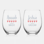 Bruids & Bruiloft 5 Hartbruid & bruidegom Wijnglas Zonder Voet (Voorkant)