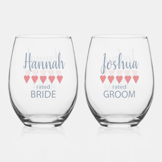 Bruids & Bruiloft 5 Hartbruid Wijnglas Zonder Voet (Achterkant)