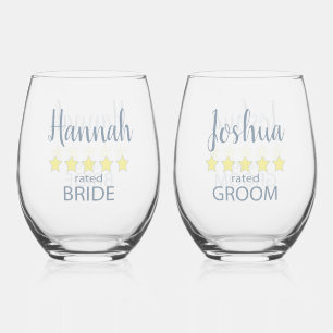 Bruids & Bruiloft 5 Sterren Bruid & bruidegom Wijnglas Zonder Voet