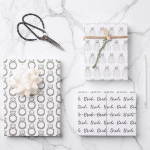 Bruids bruiloft feest diamanten ring trouwjurk inpakpapier vel