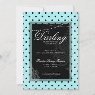 Bruids brunch blauw zwart polka stippen opslaan de kaart