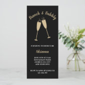 Bruids brunch en bubble elegant zwart en goud kaart (Staand voorkant)