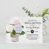 Bruids Brunch Rustieke Hydrangea Bloemen Mason Jar Kaart (Staand voorkant)