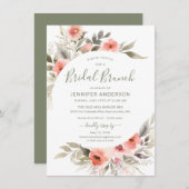 Bruids Brunch Waterverf Blush Roos Krans Kaart (Voorkant / Achterkant)