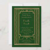 Bruids Douche uitnodiging, grote Gatsby goud groen Kaart (Voorkant)