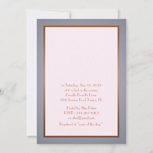 Bruids Douche uitnodiging, grote Gatsby, goud roze Kaart (Achterkant)