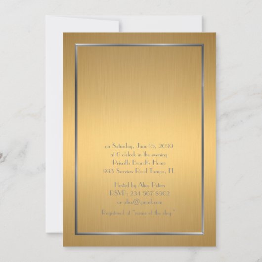 Bruids Douche uitnodiging, grote Gatsby, goud & zi Kaart (Achterkant)