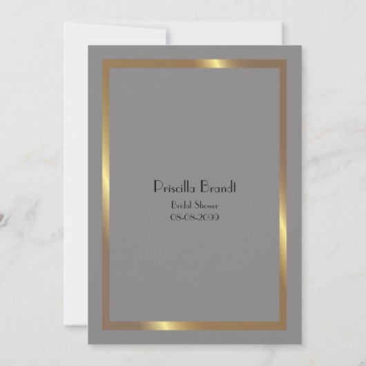 Bruids Douche uitnodiging, grote Gatsby, grijs Gou Kaart (Achterkant)