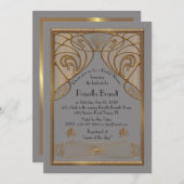 Bruids Douche uitnodiging, grote Gatsby, grijs Gou Kaart (Voorkant / Achterkant)