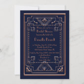 Bruids Douche uitnodiging, grote Gatsby, marine, r Kaart (Voorkant)