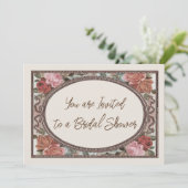 Bruids Douche uitnodiging Ivoor Rozen (Staand voorkant)