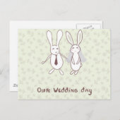 Bruids douche uitnodiging met twee schattige konij (Voorkant / Achterkant)