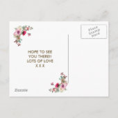 Bruids Douche uitnodiging moderne bloemen lila Briefkaart (Achterkant)