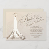 Bruids douche uitnodigingen met trouwjurk (Voorkant / Achterkant)