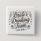 Bruids Drank Team Vierkante Button 5,1 Cm (Voorkant)