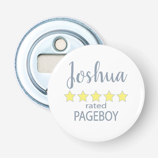 Bruids- en trouwfeest 5-sterren pageboys button flesopener (Voorkant)