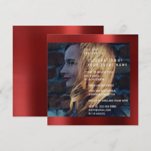 Bruids Foto Afstuderen Verjaardag Ruby Red Metalli Kaart