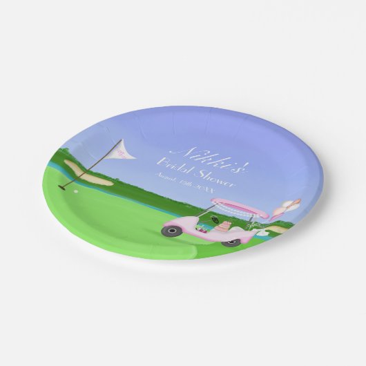 Bruids Golfkar Golf Bruidsfeest Brunch  Papieren Bordje (Gekanteld)