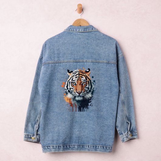 Bruids jas met waterverf tijger afbeelding denim jacket (Hangar)