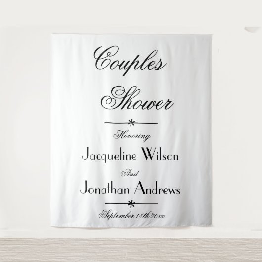 Bruids Koppels Douche Script Photo Booth Achtergro Wandkleed (Voorkant)