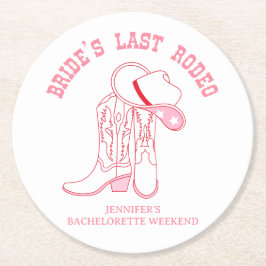 Bruids laatste rodeo bruidsfeest cadeaus ronde kartonnen onderzetter