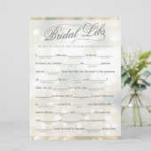 Bruids Libs Bruiloft Spelkaart (elegant) (Staand voorkant)