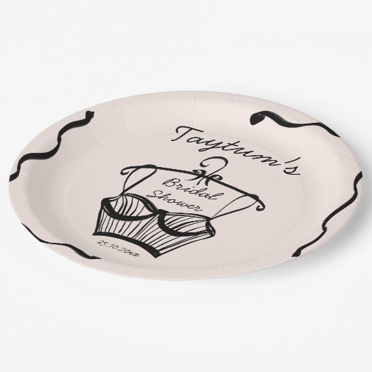 Bruids lingerie feest golvende rand schets papieren bordje (Gekanteld)