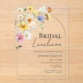 bruids lunch | Wildflower Boho Vrijgezellenfeest Acryl Uitnodigingen (Voorkant)