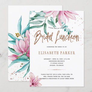 Bruids luncheon blush roze koperen vrijgezellenfee kaart