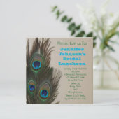 Bruids Luncheon Uitnodiging — Peacock Feathers (Staand voorkant)