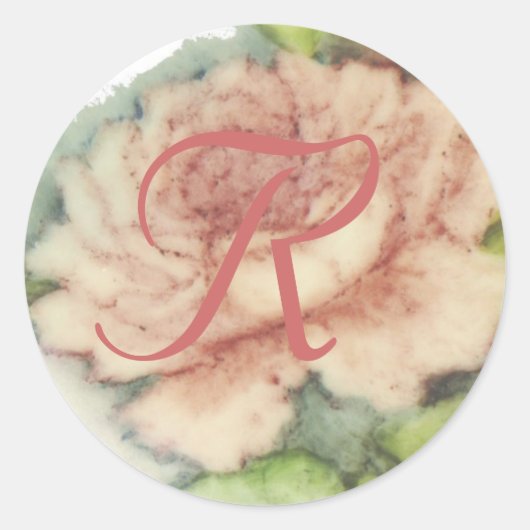 Bruids Monogram Sticker-Cust. Ronde Sticker (Voorkant)
