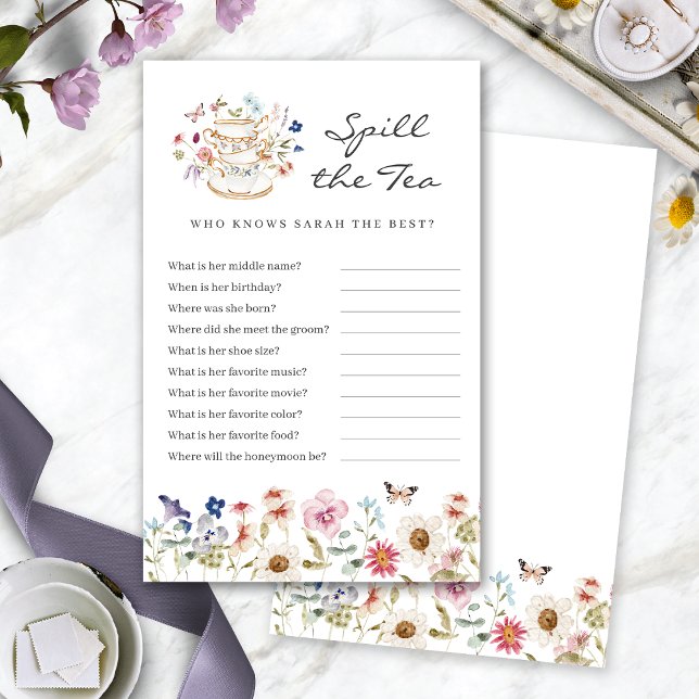 Bruids morsen de thee spel (Bridal Shower Spill The Tea Game by Painted Paperie
)