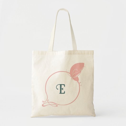 Bruids Party Art Nouveau Roze Vlinder Initiaal Tote Bag (Voorkant)