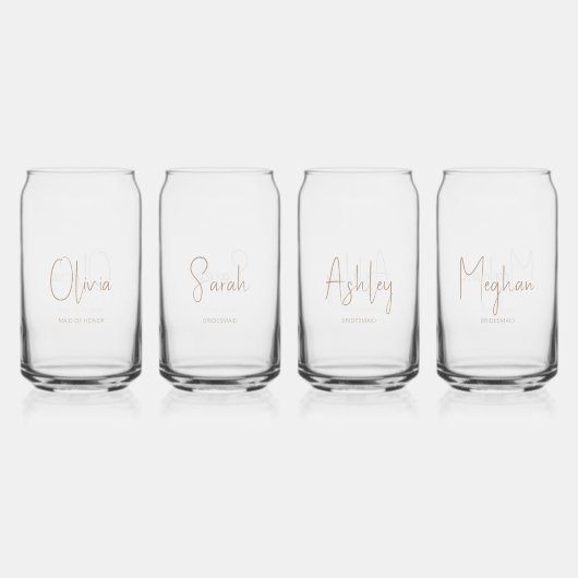 Bruids Party bruidsmeisje aangepaste naam Blikvorm Glas (Achterkant)