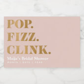 Bruids Pop Fizz Clink Mini Mousserende Wijnfles L Sparkling Wijnetiket (Enkel label)