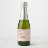 Bruids Pop Fizz Clink Mini Mousserende Wijnfles L Sparkling Wijnetiket (Voorkant)