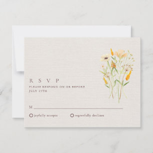 Bruids- RSVP voor Botanische Tuin met Wilde Bloeme Kaart