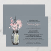 Bruids Showe Wildflowers & Mason Jar Kaart (Voorkant / Achterkant)