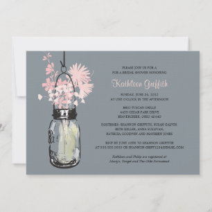 Bruids Showe Wildflowers & Mason Jar Kaart