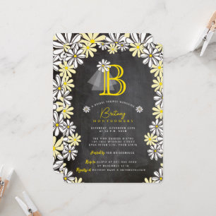 Bruids sluier monogram krijtbord bruidsdouche kaart